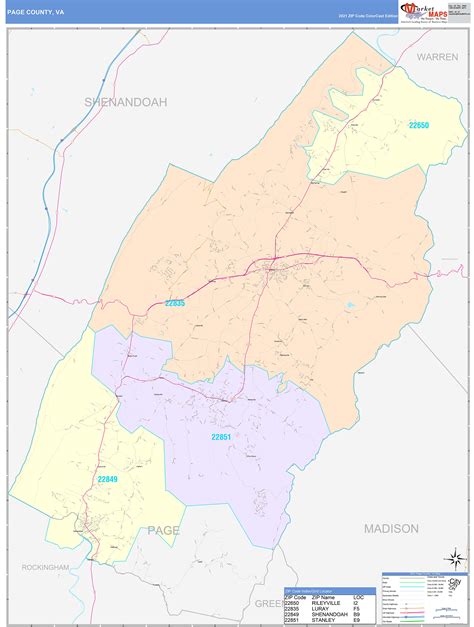 Page County, VA Wall Map Color Cast Style by MarketMAPS - MapSales