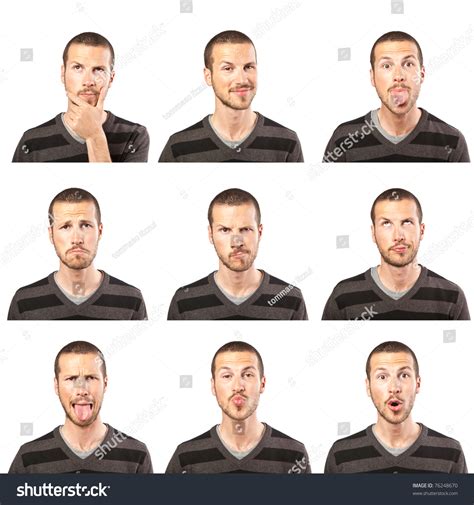 Young Man Face Expressions Composite Isolated Stock Photo 76248670 ...