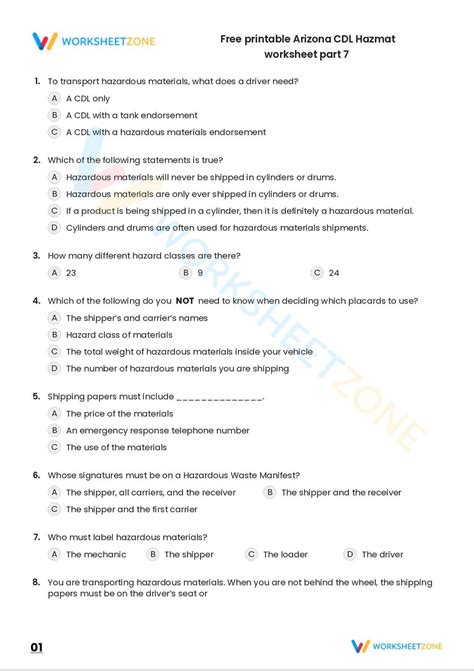 Printable CDL Hazmat Questions And Answers