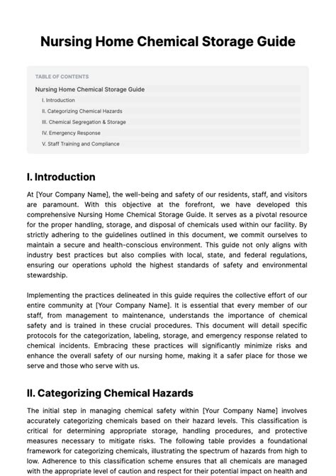 Nursing Home Chemical Storage Guide Template - Edit Online & Download Example | Template.net