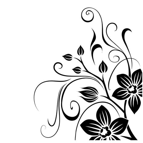 Flower Designs Black And White Png