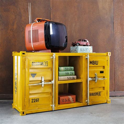 Porta-TV giallo in metallo a forma di container L 129 cm | Maisons du Monde | Tv unit, Metal ...