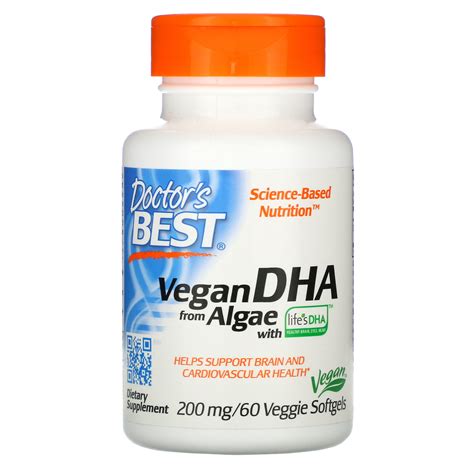 Doctor's Best Vegan DHA from Algae with Life's DHA, 200 mg, 60 Veggie Softgels - Walmart.com ...