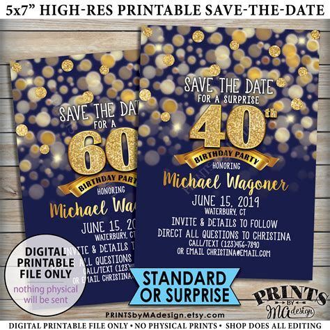 Birthday Party Save the Date, Birthday Save the Date, 30th 40th 50th 60th 70th Birthday STD ...