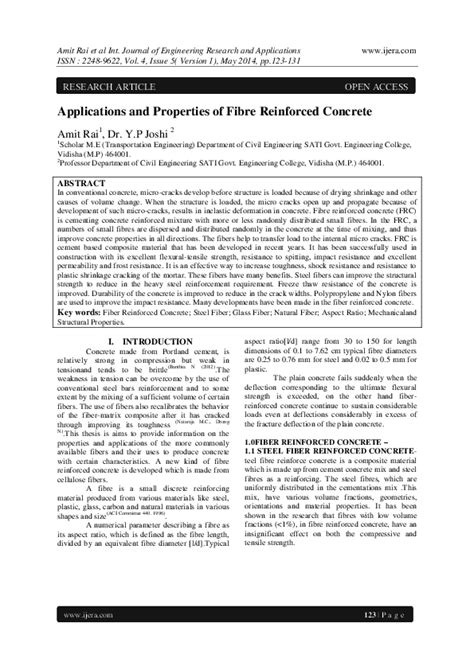 (PDF) Fibre Reinforced Concrete: Properties and Applications