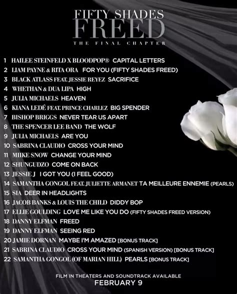 Fifty Shades Freed Soundtrack | Fifty shades, 50 shades freed, Fifty ...