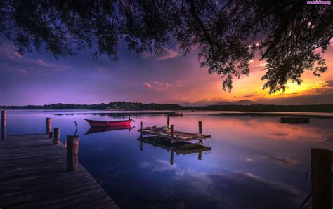 Download Sunset Boat Vehicle Photography Lake HD Wallpaper