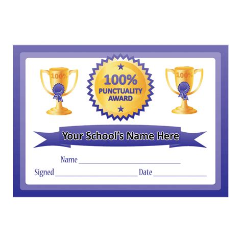 100% Punctuality Certificates | School Stickers