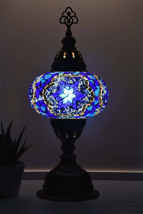 Turkish Table Lamp Blue Mosaic Glass Star | Authentic Products ...