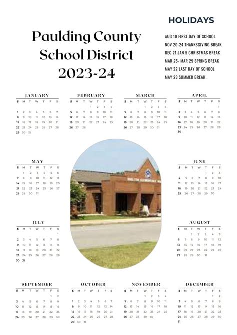 Paulding County School District Calendar Holidays 2023-2024