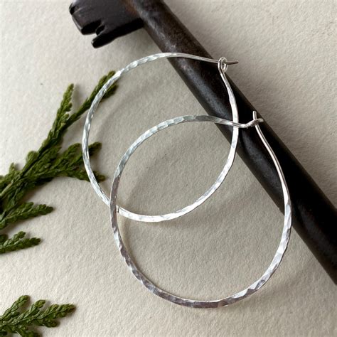 Sterling silver hammered hoop earrings - Justine Brooks Design | Handmade Nature Inspired Jewelry