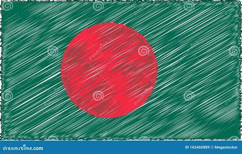 Vector Illustration of Sketch Style Bangladesh Flag Stock Vector ...