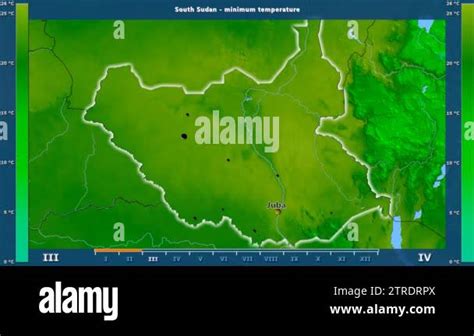 Minimum temperature by month in the South Sudan area with animated ...