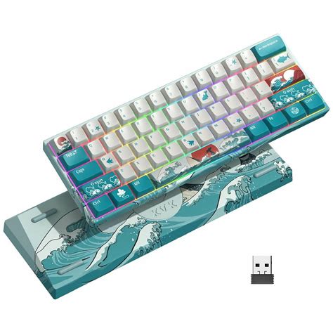 Buy XVX M61 60% Mechanical Gaming Keyboard Coral Sea Theme, Wireless Rechargeable, RGB Backlit ...