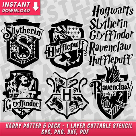 Harry Potter House Crest 10 pack SVG clip art 1 cut | Etsy