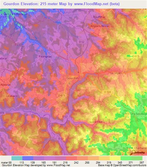 Elevation of Gourdon,France Elevation Map, Topography, Contour