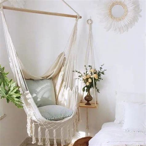 Hammock Chair Relax Hanging Macrame Swing Chair Cotton Weave for Superior Comfort & Durability ...