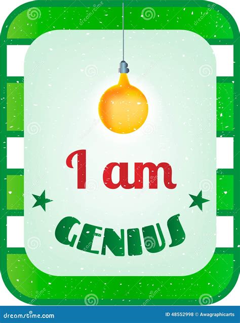 Green, White Striped Card With Text I Am Genius Stock Vector - Image: 48552998