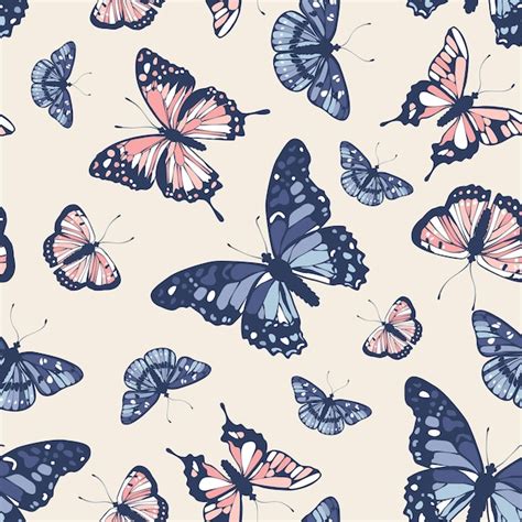 Premium Vector | Colorful doodle butterfly seamless pattern in editable ...