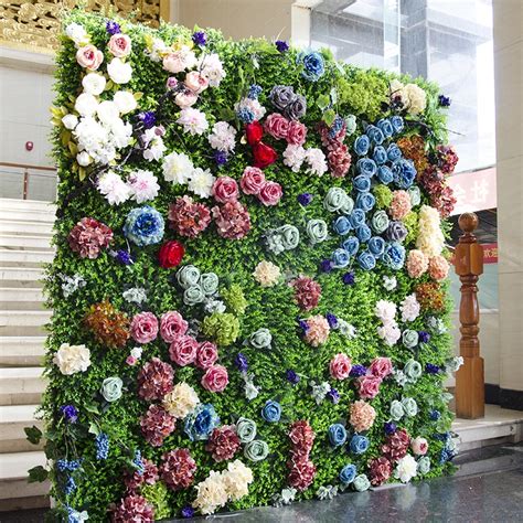 2M x 2M Grass Green with colorful Wedding Flower Wall flower Backdrop Roses &Peony Wedding ...