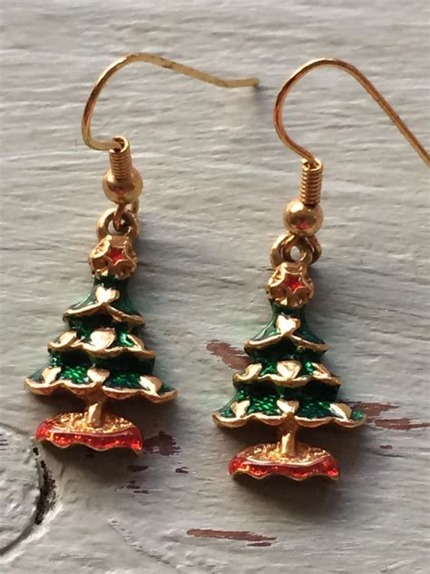 Christmas Tree Earrings Christmas Earrings Festive Earrings