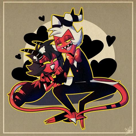 an image of two cats sitting on top of each other with hearts in the background