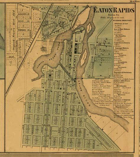 Eaton Rapids Village, Michigan 1860 Old Town Map Custom Print - Eaton ...