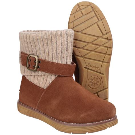 Skechers Adorbs Slip On Ankle Women's Chestnut Boots - Free Returns at Shoes.co.uk