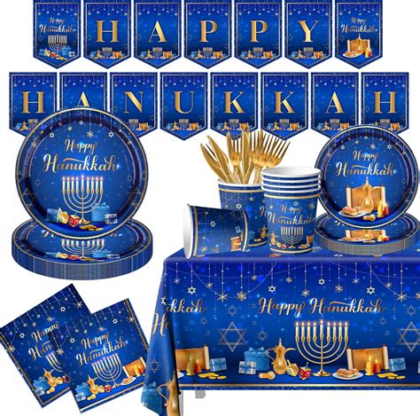 Amazon.com: Hanukkah Party Decorations,Hanukkah Tableware,Set Hanukkah Plates and Napkins ...