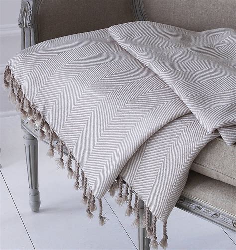 beige herringbone throw by marquis & dawe | notonthehighstreet.com