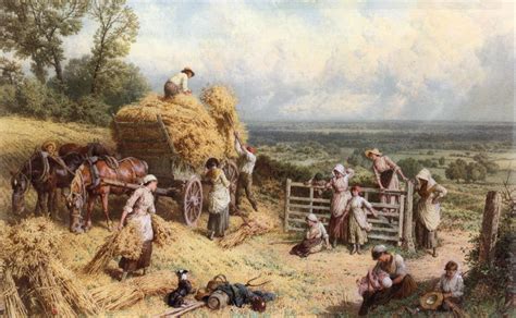 Myles Birket Foster - Harvest Time Harvest Pictures, Farm Pictures ...