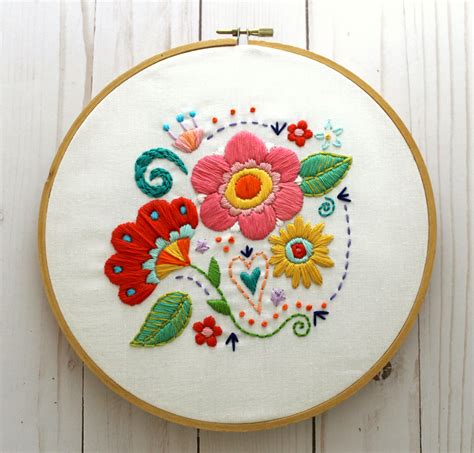 Buy Flower Embroidery Pattern. Floral Embroidery Design. Hand Online in India - Etsy