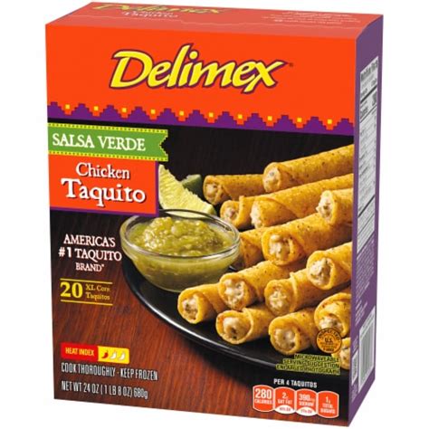 Delimex Salsa Verde Chicken Corn XL Taquitos Frozen Snacks, 20 ct ...