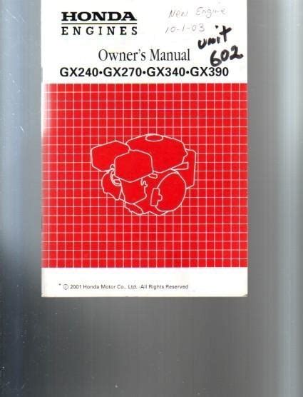 Find Honda GX240 GX270 GX340 GX390 Engine Owner's Operator Manual in CO, US, for US $7.95