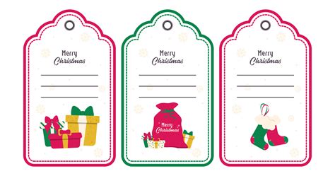 Set of Vector Tag Templates. Christmas tags with blank lines and designs. Gifts, gift bag, socks ...