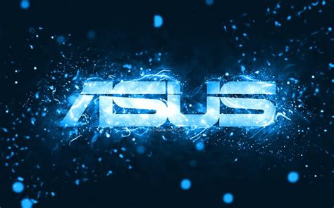 Download wallpapers Asus blue logo, 4k, blue neon lights, creative ...