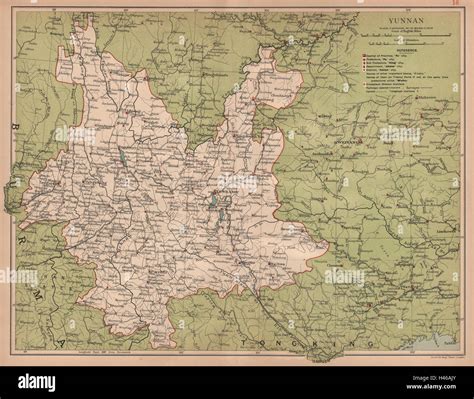 Yunnan (Yunnan) China province map. Yunnanfu (Kunming). STANFORD 1908 ...