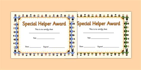 Free Printable Helper Certificates - Printable Word Searches