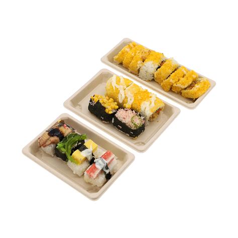 Bagasse Pulp Fiber Takeaway Box Sushi Tray Food Container Compostable - China Bagasse Pulp Fiber ...