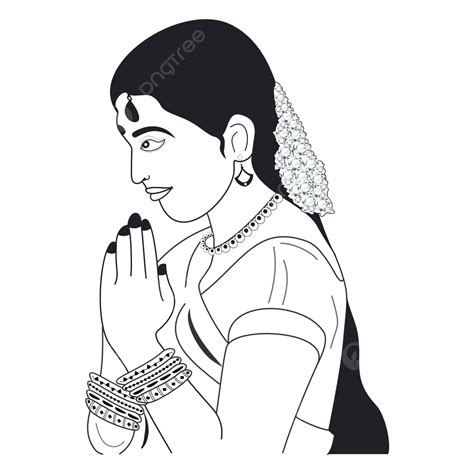 Indian Wedding Clip Art Of Women In Saree, Indian Drawing, Wedding Drawing, Women Drawing PNG ...