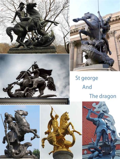 St george and the dragon sculpture - bronze statue - garden art sculpture