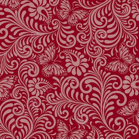 Seamless Floral Pattern On Red Background, Pattern, Floral, Background PNG and Vector with ...