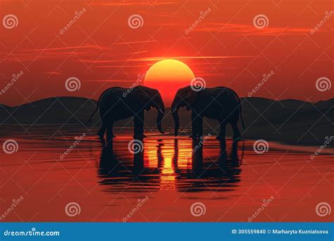 African Elephants Walking through the Savanna Plains on Sunset or Sunrise. Wild Nature, Kenya ...