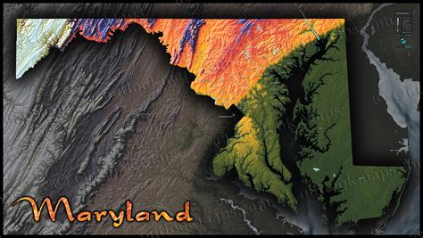 Maryland Topography Map | Colorizing Terrain by Elevation