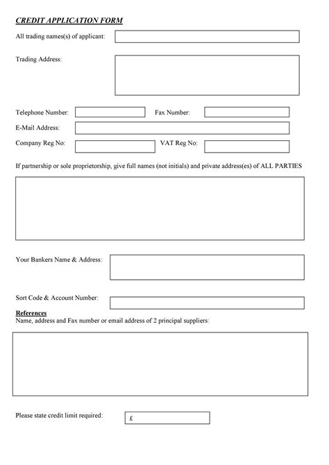 40 Free Credit Application Form Templates & Samples