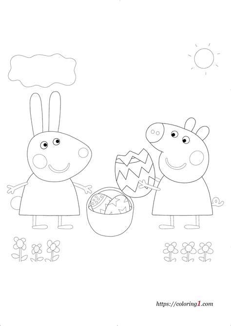 Peppa Pig Easter Egg Coloring Pages - 2 Free Coloring Sheets (2021)