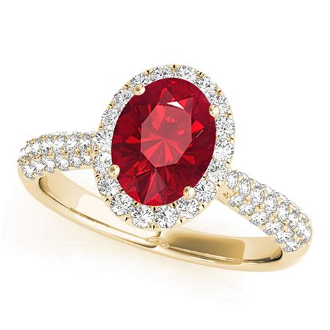 MauliJewels - 1.20 Ct Diamond & Oval Shaped Created Ruby Engagement ...