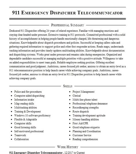 911 Dispatcher Resume Objective Examples | LiveCareer