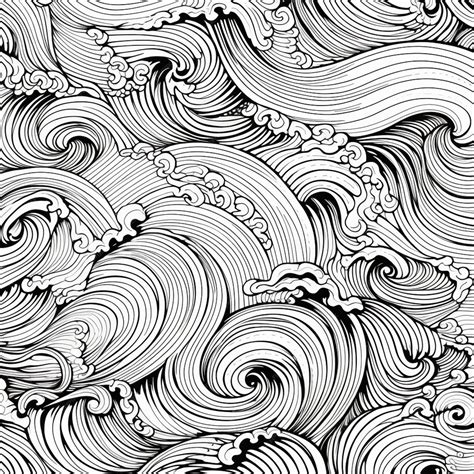 Premium Photo | A black and white drawing of waves and waves generative ai