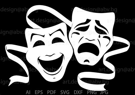 Vector THEATER MASKS AI Eps Pdf Dxf Svg Png Jpg - Etsy